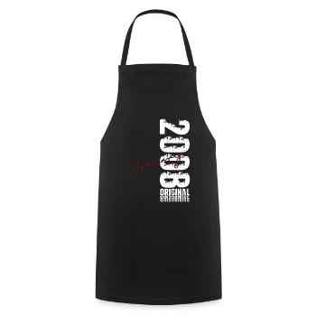 18th Birthday Original January 2008 - Cooking Apron - black - Front - AI Model Male 185 dark (185cm)