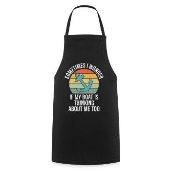 Sometimes I Wonder If My Boat Is Thinking About Me - Cooking Apron - black - Front - AI Model Male 185 dark (185cm)