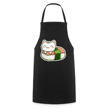 Kawaii Sushi Cat en Roll - Tablier de cuisine - noir - Devant - AI Model Male 185 dark (185cm)
