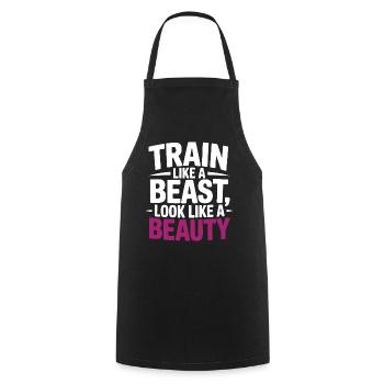 Train like a beast, look like a beauty - Cooking Apron - black - Front - AI Model Male 185 dark (185cm)