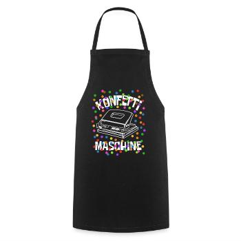 Konfetti Maschine - Karneval - Verkleidung - Kochschürze - Schwarz - Vorne - AI Model Male 185 dark (185cm)