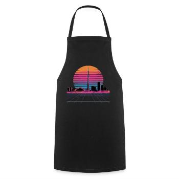 Neon Skyline Retro Sunset - Cooking Apron - black - Front - AI Model Male 185 dark (185cm)