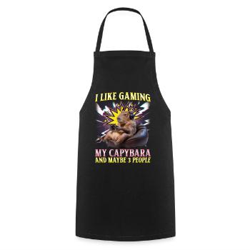 Joueur Drôle de Capybara - Tablier de cuisine - noir - Devant - AI Model Male 185 dark (185cm)