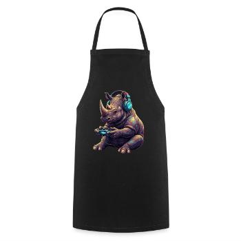 Rhino Gaming Jeux vidéo d’animaux Drôle Rhino - Tablier de cuisine - noir - Devant - AI Model Male 185 dark (185cm)