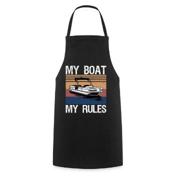 My Boat My Rules Funny Boating Captain Gift - Cooking Apron - black - Front - AI Model Male 185 dark (185cm)