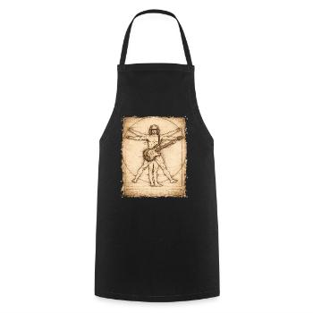 Vitruvian Rocker Guitarist Design - Cooking Apron - black - Front - AI Model Male 185 dark (185cm)