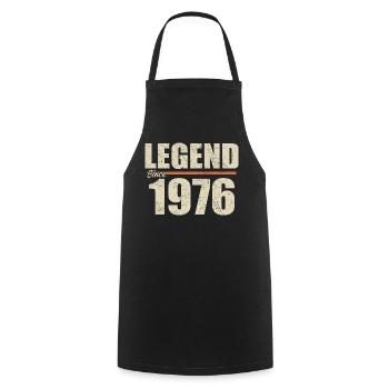 Anniversaire 1976 | Légende depuis 1976 - Tablier de cuisine - noir - Devant - AI Model Male 185 dark (185cm)