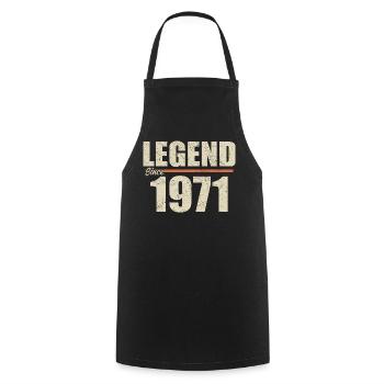 Anniversaire 1971 | Légende depuis 1971 - Tablier de cuisine - noir - Devant - AI Model Male 185 dark (185cm)