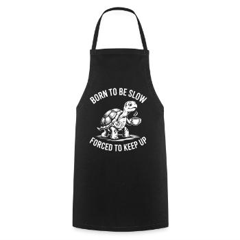 Tortue Café Lent — Né pour ralentir - Tablier de cuisine - noir - Devant - AI Model Male 185 dark (185cm)