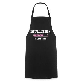 Plumber training 1 year of apprenticeship first year - Cooking Apron - black - Front - AI Model Male 185 dark (185cm)