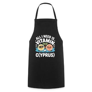 Chypre Tout ce dont j’ai besoin, c’est de vitamines Chypre Drapeau chypriote - Tablier de cuisine - noir - Devant - AI Model Male 185 dark (185cm)