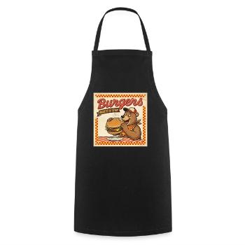 Burgers Biggest In Town Retro Bears Hunger - Cooking Apron - black - Front - AI Model Male 185 dark (185cm)