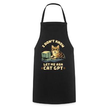Cat GPT funny AI - Cooking Apron - black - Front - AI Model Male 185 dark (185cm)