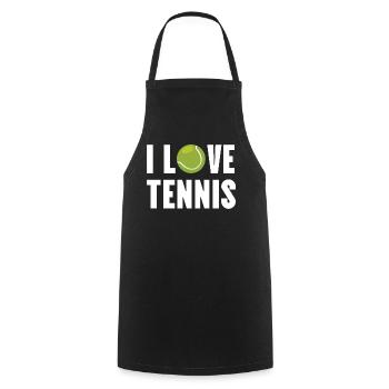 J’adore le tennis. - Tablier de cuisine - noir - Devant - AI Model Male 185 dark (185cm)