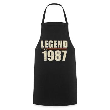 Anniversaire 1987 | Légende depuis 1987 - Tablier de cuisine - noir - Devant - AI Model Male 185 dark (185cm)