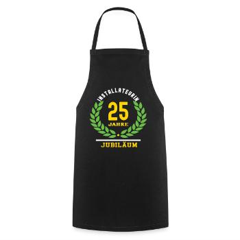 Anniversaire du plombier 25 ans 25e - Tablier de cuisine - noir - Devant - AI Model Male 185 dark (185cm)
