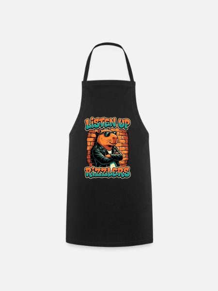 Listen Up Rizzlers Capybara - Kochschürze - Schwarz