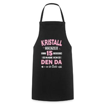 Mariage en cristal 15e anniversaire de mariage Épouse - Tablier de cuisine - noir - Devant - AI Model Male 185 dark (185cm)