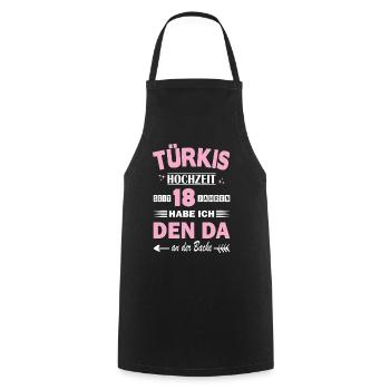 Turquoise Mariage 18e anniversaire de mariage Épouse - Tablier de cuisine - noir - Devant - AI Model Male 185 dark (185cm)