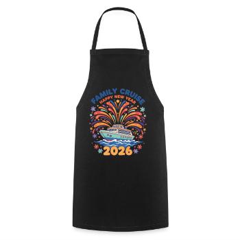 Familienkreuzfahrt Frohes neues Jahr 2026 Feuerwerk - Kochschürze - Schwarz - Vorne - AI Model Male 185 dark (185cm)