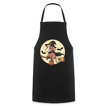 Mignonne Sorcière Cheval Poney d’Halloween - Tablier de cuisine - noir - Devant - AI Model Male 185 dark (185cm)