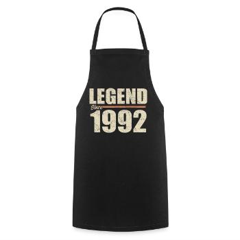 Anniversaire 1992 | Légende depuis 1992 - Tablier de cuisine - noir - Devant - AI Model Male 185 dark (185cm)