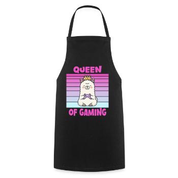 Llama queen gamer - Cooking Apron - black - Front - AI Model Male 185 dark (185cm)