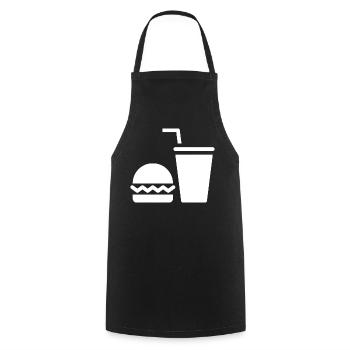 Fast Food, Burger, Imbisswagen - Kochschürze - Schwarz - Vorne - AI Model Male 185 dark (185cm)