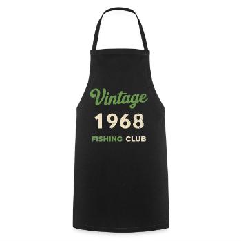 Vintage 1968 – Fishing Club Retro Birth Year - Cooking Apron - black - Front - AI Model Male 185 dark (185cm)