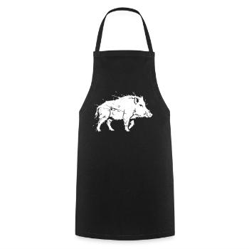 Vecteur de chasse griffée au grunge du sanglier sauvage - Tablier de cuisine - noir - Devant - AI Model Male 185 dark (185cm)
