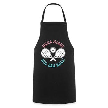 Padel game: DON'T CRY, GET THE BALL! Fun - Cooking Apron - black - Front - AI Model Male 185 dark (185cm)