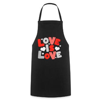 Love Is Love – Colorful Typo with Hearts - Cooking Apron - black - Front - AI Model Male 185 dark (185cm)