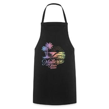 Voyage de Majorque 2026 Coloré - Tablier de cuisine - noir - Devant - AI Model Male 185 dark (185cm)