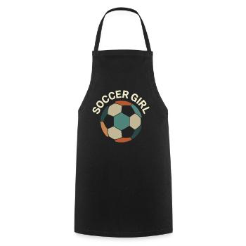 Soccer Girl – Retro Fußball - Cooking Apron - black - Front - AI Model Male 185 dark (185cm)