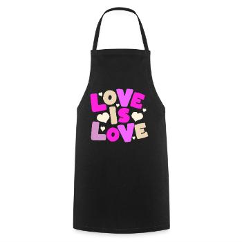 L’amour est l’amour – Déclaration de cœur colorée - Tablier de cuisine - noir - Devant - AI Model Male 185 dark (185cm)