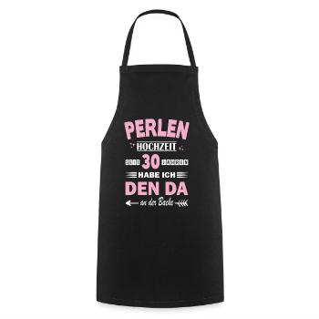 Pearl Wedding 30 Wedding Anniversary Wife - Cooking Apron - black - Front - AI Model Male 185 dark (185cm)