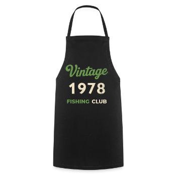 Vintage 1978 – Fishing Club Retro Birth Year - Cooking Apron - black - Front - AI Model Male 185 dark (185cm)