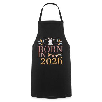 Baby Geboren in 2026 Born in 2026 Süßer Hase - Kochschürze - Schwarz - Vorne - AI Model Male 185 dark (185cm)