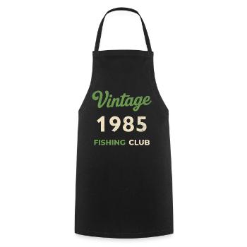 Vintage 1985 – Fishing Club Retro Birth Year - Cooking Apron - black - Front - AI Model Male 185 dark (185cm)