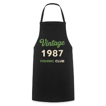 Vintage 1987 – Fishing Club Retro Birth Year - Cooking Apron - black - Front - AI Model Male 185 dark (185cm)