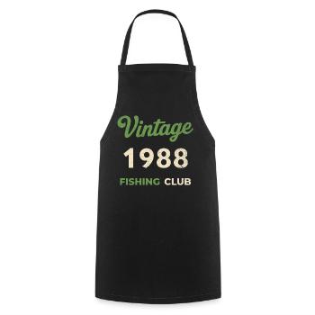 Vintage 1988 – Fishing Club Retro Birth Year - Cooking Apron - black - Front - AI Model Male 185 dark (185cm)