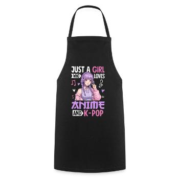 Just A Girl Who Loves Anime And K-Pop - Cooking Apron - black - Front - AI Model Male 185 dark (185cm)