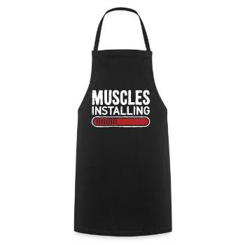 Muscles Installing Fortschrittsbalken Fitness Gym - Kochschürze - Schwarz - Vorne - AI Model Male 185 dark (185cm)