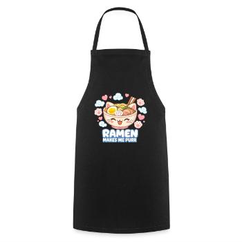 Kawaii Katze Ramen Nudeln Anime Katze - Kochschürze - Schwarz - Vorne - AI Model Male 185 dark (185cm)