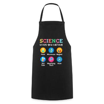 La science suscite la curiosité - Tablier de cuisine - noir - Devant - AI Model Male 185 dark (185cm)