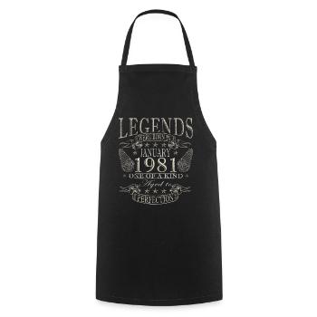 45th Birthday Original January 1981 - Cooking Apron - black - Front - AI Model Male 185 dark (185cm)