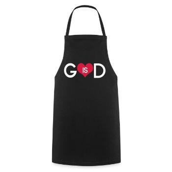 God Is Love Heart - Minimalist Christian Spirit - Cooking Apron - black - Front - AI Model Male 185 dark (185cm)