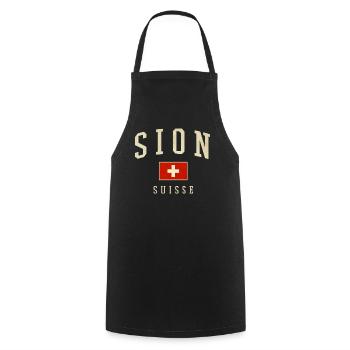 Sion Suisse Emblem Vintage - Kochschürze - Schwarz - Vorne - AI Model Male 185 dark (185cm)