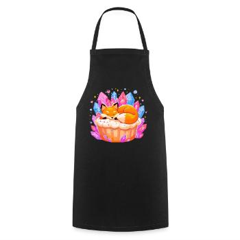 Schlafender Fuchs im Kristallcupcake - Kochschürze - Schwarz - Vorne - AI Model Male 185 dark (185cm)