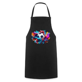Colorful Soccer | Fußballspieler - Kochschürze - Schwarz - Vorne - AI Model Male 185 dark (185cm)